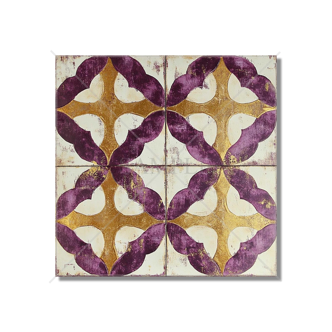 Purple Antique White Ceramic Tile Purple Patterned Unique Kitchen