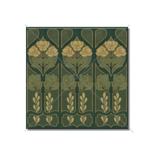 Vintage Art Nouveau Design Tile Green Ceramic Tile - William Morris Design Tile Kitchen Backsplash Tile - Bathroom Ceramic Tiles