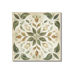 Neutral Green Beige Botanical Ceramic Tile Patterned Kitchen Backsplash Tile - Neutral Bathroom Tile With Leaves Ceramic Tile Free Shipping