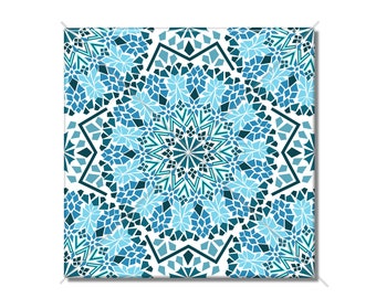 Aqua Blue Medallion Vintage Ceramic Tile Design Kitchen Backsplash Tile - Bathroom Tile - Ceramic Accent Tile Backsplash Tile Fireplace Tile