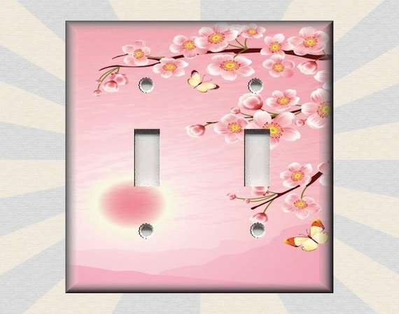 JAPANESE PINK SAKURA CHERRY FLOWERS BLOSSOM SINGLE GFCI LIGHT SWITCH PLATE COVER