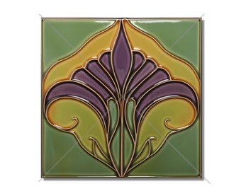 Vintage Art Nouveau Design Ceramic Tile Kitchen Backsplash Tile - Bathroom Tile - Antique Reproduction Tile Backsplash Tile Fireplace Tile