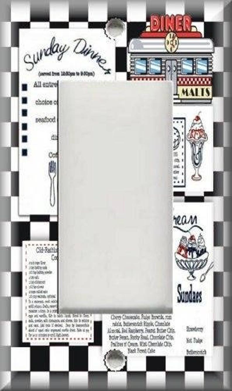 Retro Diner Kitchen Decor Black and White Diner Decor Metal Etsy