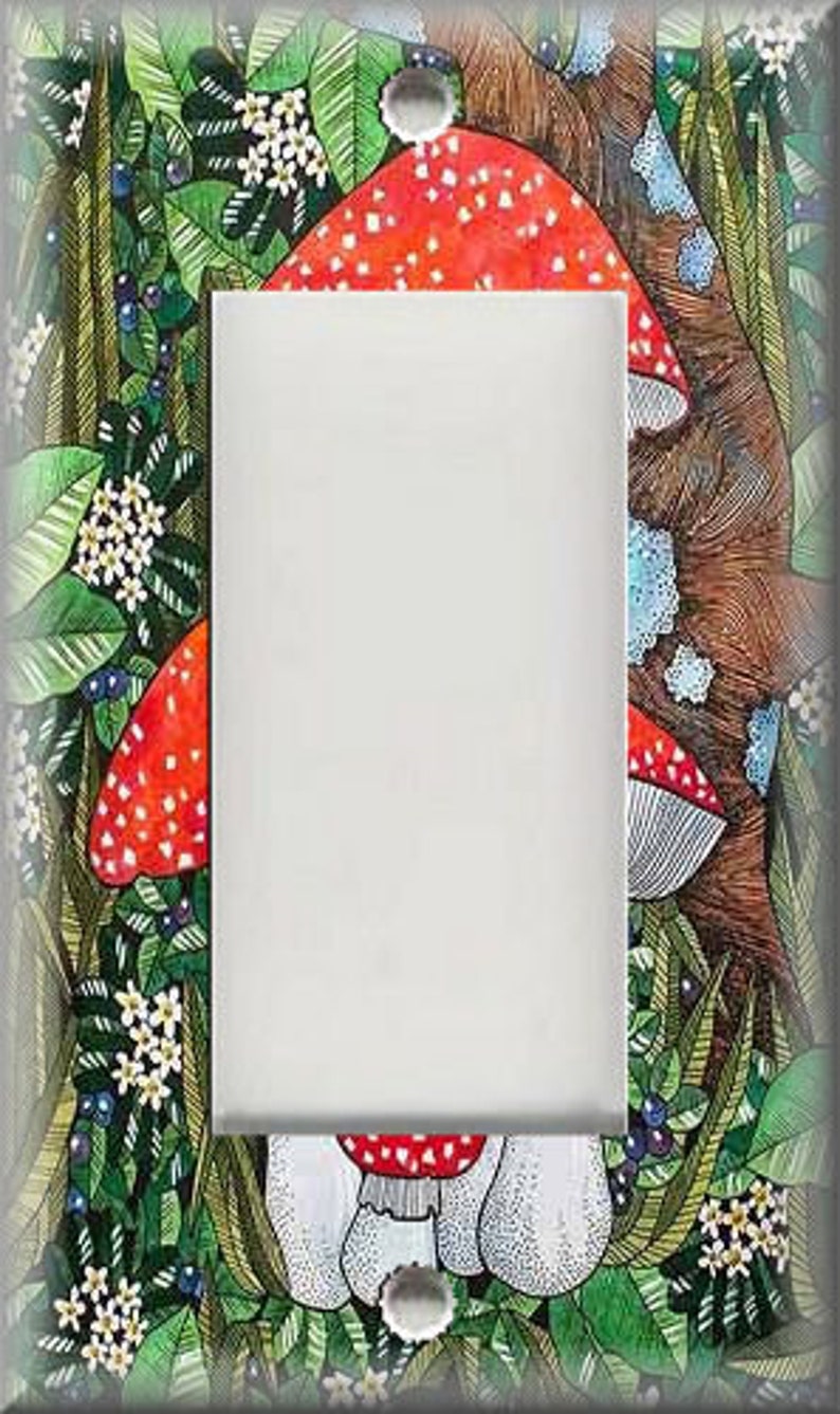 Mushroom Switch Plate Cover - Mushroom Decor - Mushroom Home Decor - Metal Light Switch Plate Covers And Outlet Covers - Home Decor GFI/Rocker