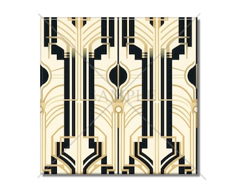 Art Deco Ceramic Tile Off White And Black Kitchen Backsplash Tile - Ceramic Bathroom Wall Tiles - Patterned Ceramic Tiles - Fireplace Tile