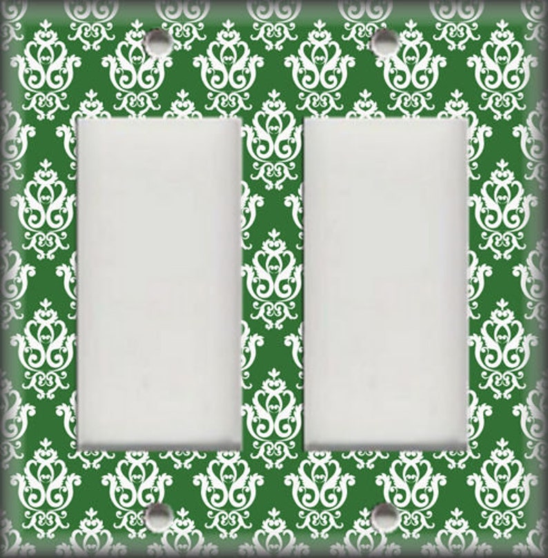 Switch Plates And Outlet Covers Triple Toggle French Damask Decor Free Shipping Metal Light Switch Cover Dark Green Pattern Decor