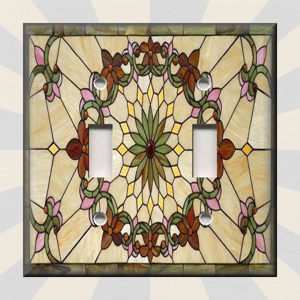 Art Nouveau Decor Stained Glass Pattern Home Decor -Metal Light Switch Plate Cover - Light Switch & Outlet Covers - Free Shipping