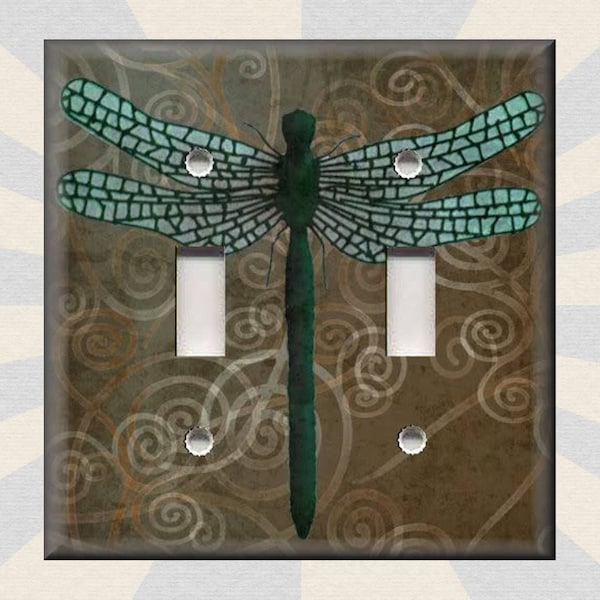 Dragonfly Brown Swirl Switch Plate Decor Dragonfly Home Decor - Metal Light Switch Plate Covers And Outlet Cover Free Shipping Luna Gallery