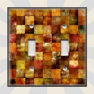 Copper Brown Abstract Art Home Decor - Metal Art Light Switch Plate Cover - Shaded Blocks Switch Plates Outlet Covers - Free Shipping