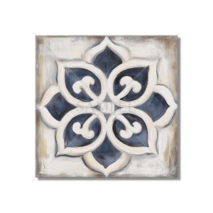 Blue Gray Beige Ceramic Tile - Vintage Aged Design Tile Backsplash - Blue Kitchen Tile - Unique Fireplace Tile - Patterned Bathroom Tile