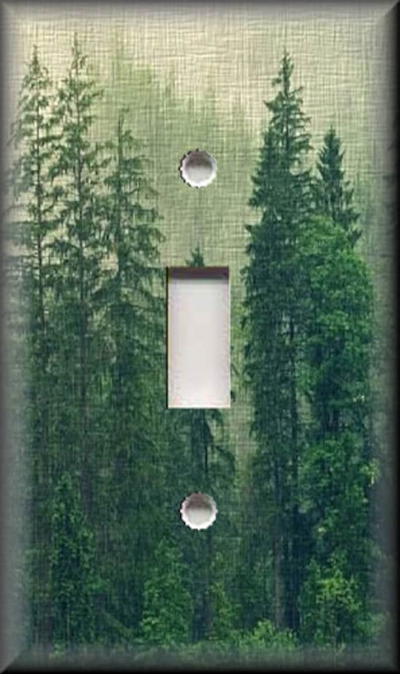 Tree Forest Decor Pine Tree Rustic Decor - Nature Forest Trees Metal Light Switch & Outlet Covers - Home Decor Single Toggle