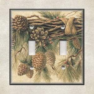 Rustic Pine Cones Decor Lodge Decor Cabin Decor Pine Cones - Metal Light Switch Plate Cover - Switch Plates And Outlet Covers Home Decor