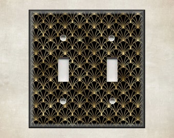 Art Deco Decor Black Gold Art Deco - Metal Light Switch Cover - Switch Plate Covers And Outlet Covers - Luna Gallery Design - Free Shipping