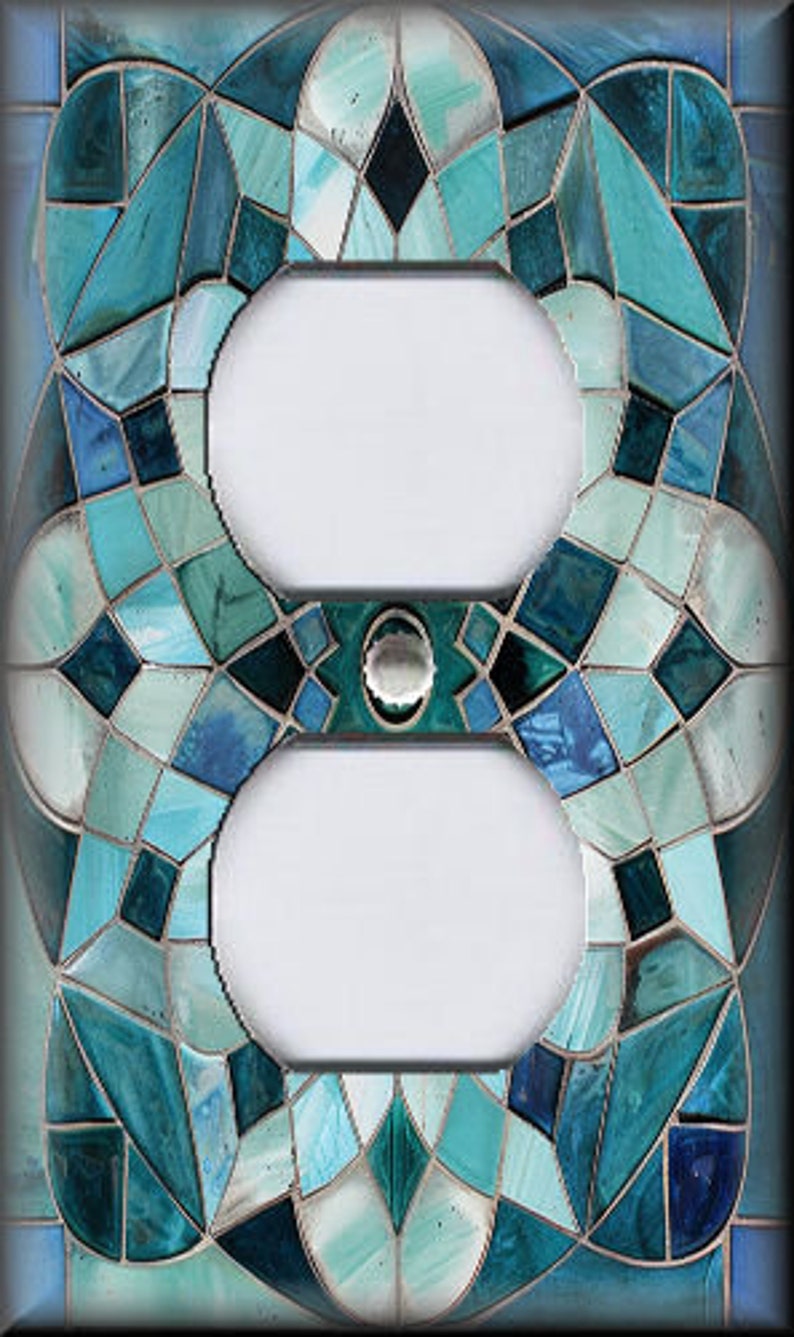 Turquoise Blue Green Decorative Pattern Switch Plate Covers and Outlet ...