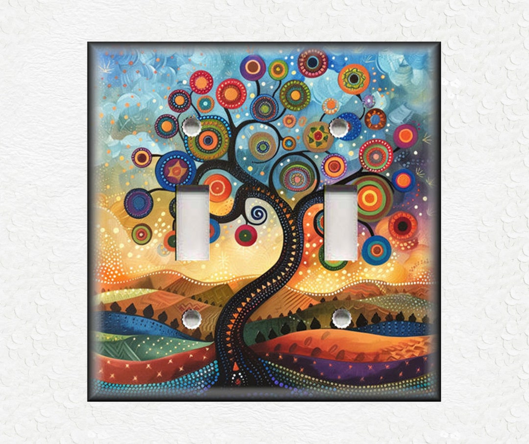 Funky Tree Art Design Metal Light Switch Plate Covers and Outlet Covers ...