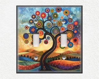 Funky Tree Art Design Metal Light Switch Plate Covers And Outlet Covers - Decorative Switch Plate Covers - Funky Tree Home Decor