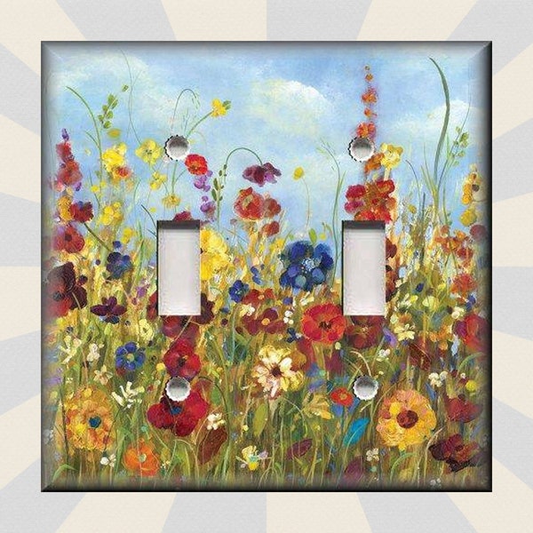Wildflowers In Bloom Floral Decor Wildflower Art Decor - Metal Light Switch Plate Cover - Light Switch Plates And Outlets - Free Shipping