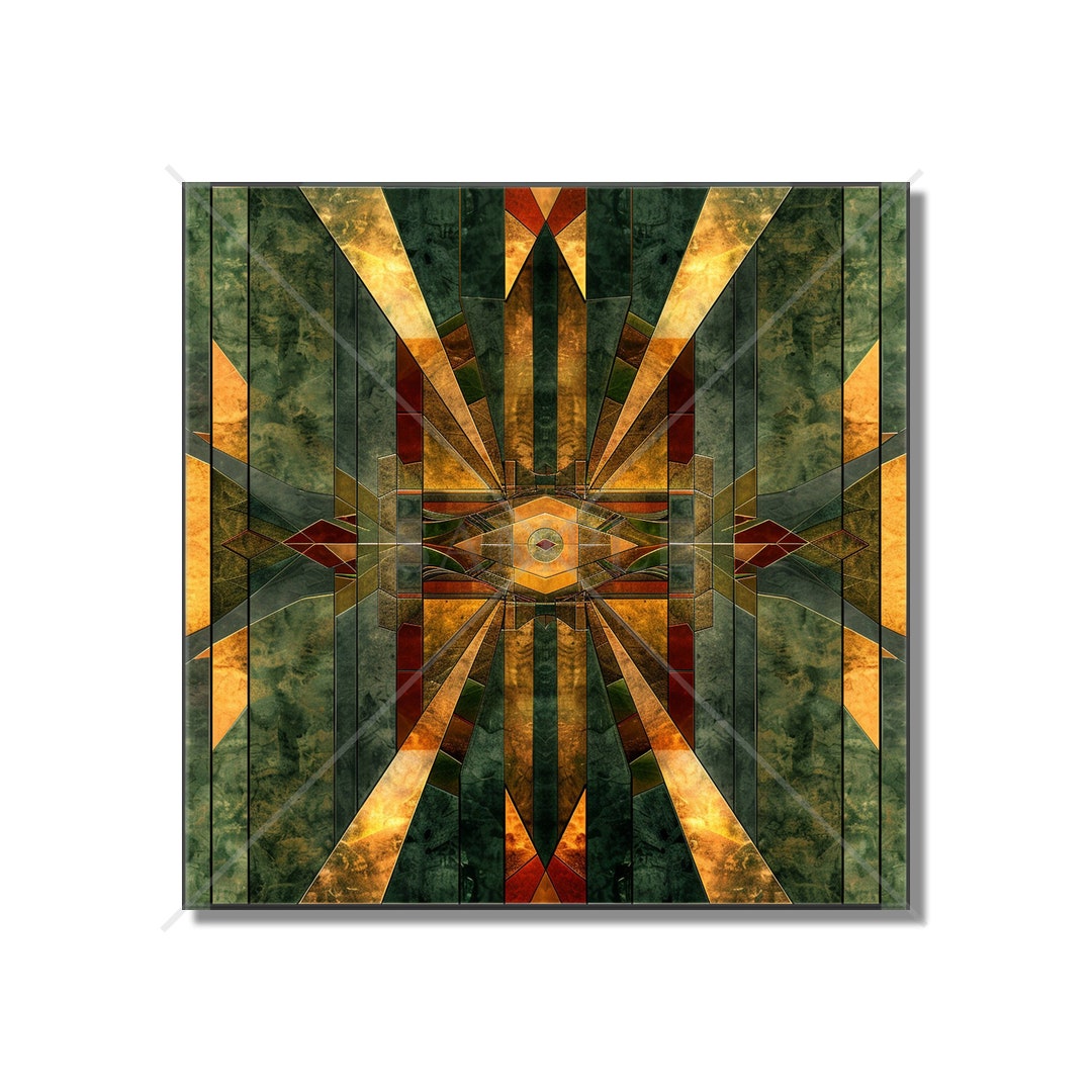 Art Deco Ceramic Tile Vintage Art Deco Design Green Gold Kitchen