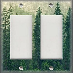 Tree Forest Decor Pine Tree Rustic Decor - Nature Forest Trees Metal Light Switch & Outlet Covers - Home Decor Double Rocker