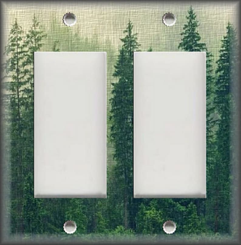 Tree Forest Decor Pine Tree Rustic Decor - Nature Forest Trees Metal Light Switch & Outlet Covers - Home Decor Double Rocker