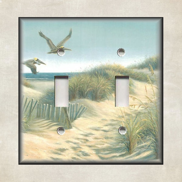 Beach Path Pelicans Beach Home Decor - Metal Light Switch Cover - Beach Switch Plate Covers And Outlet Covers - Luna Gallery - Free Shipping