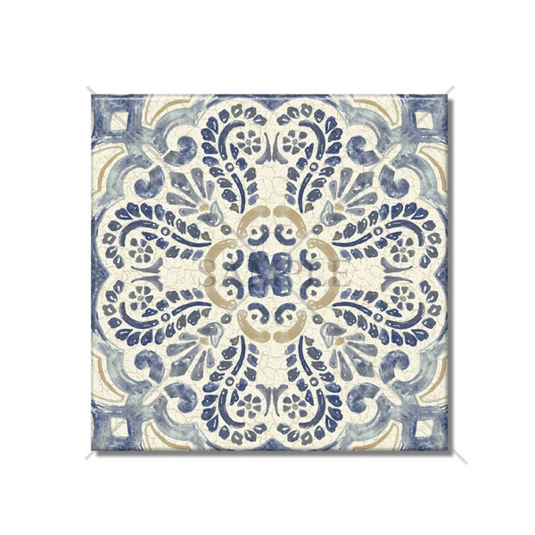 Blue Grey And Tan Patterned Ceramic Tile - Multi Colored Vintage Design Ceramic Kitchen Backsplash Tile - Ceramic Bathroom Wall Tiles