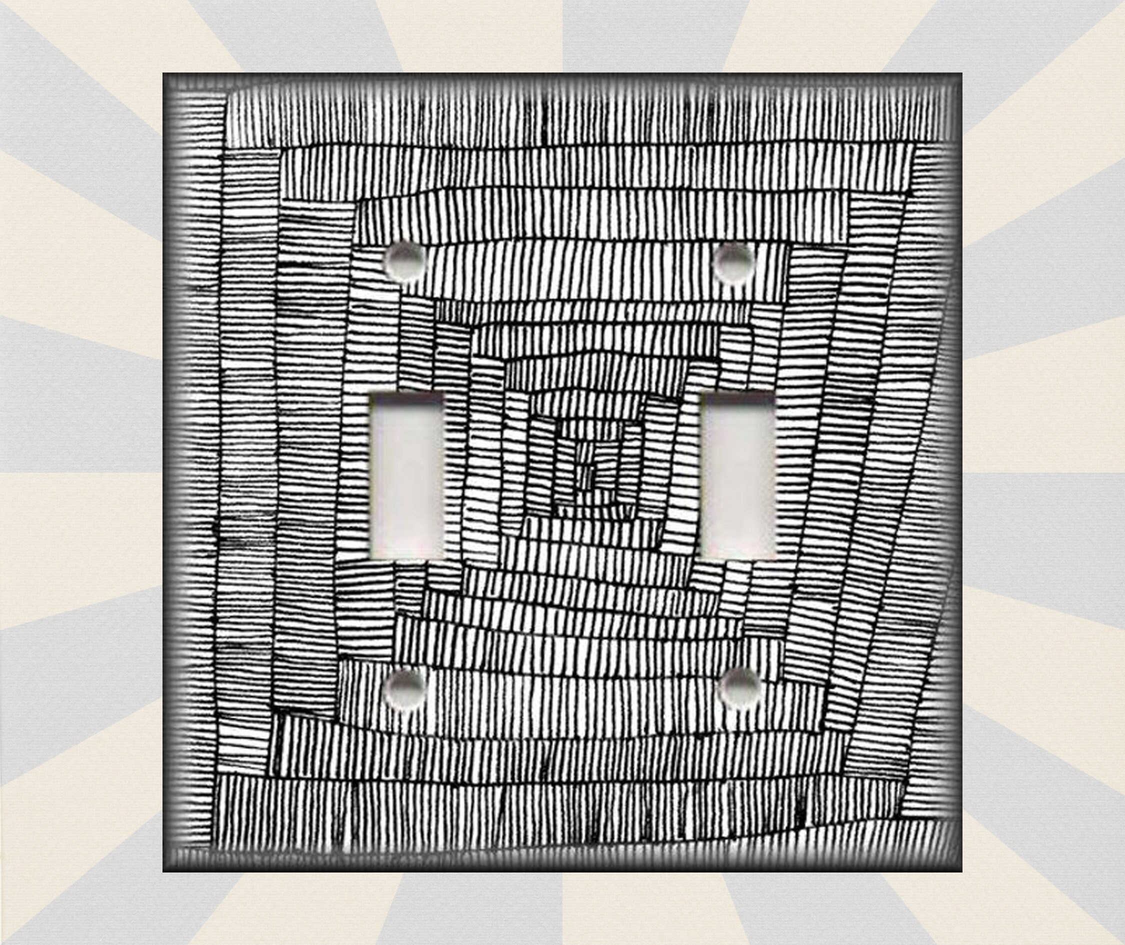 Metal Light Switch Plate Cover Black And White Home Decor Etsy