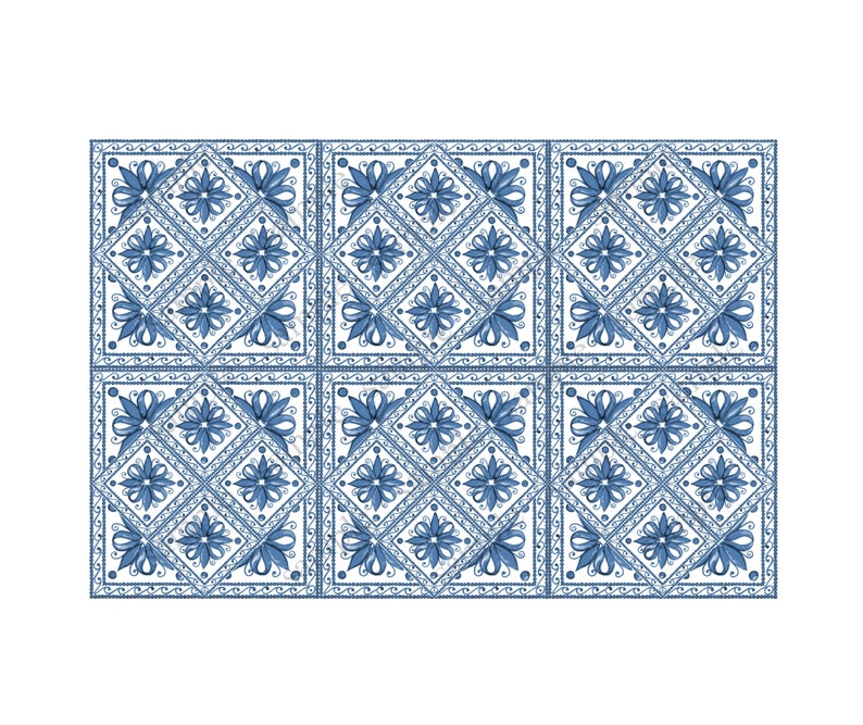 Blue and White Ceramic Accent Tile - Patterned Tile Blue Design ...