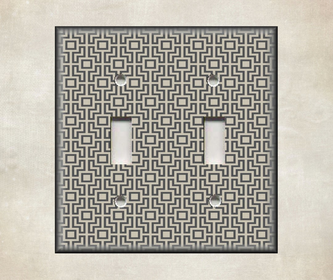 Mid Century Modern Switch Plate Tan Grey Metal Light Switch Cover