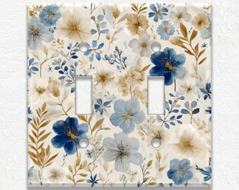 Botanical Floral Design Metal Light Switch Covers, Outlet Covers, Floral Design Wall Plates, Duplex Covers, Cottagecore Decor