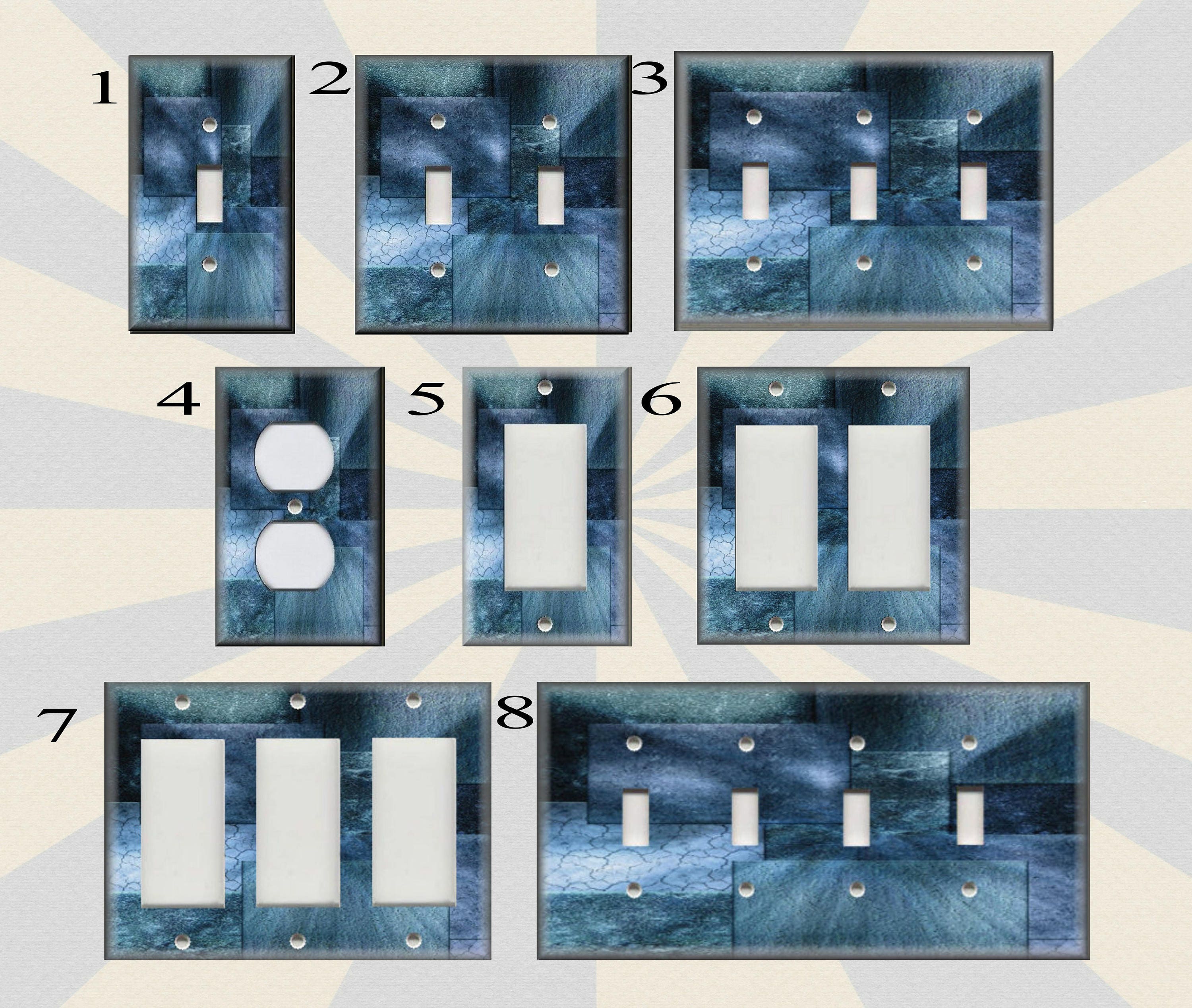 Metal Light Switch Plate Cover Dark Blue Hues Modern Home Etsy