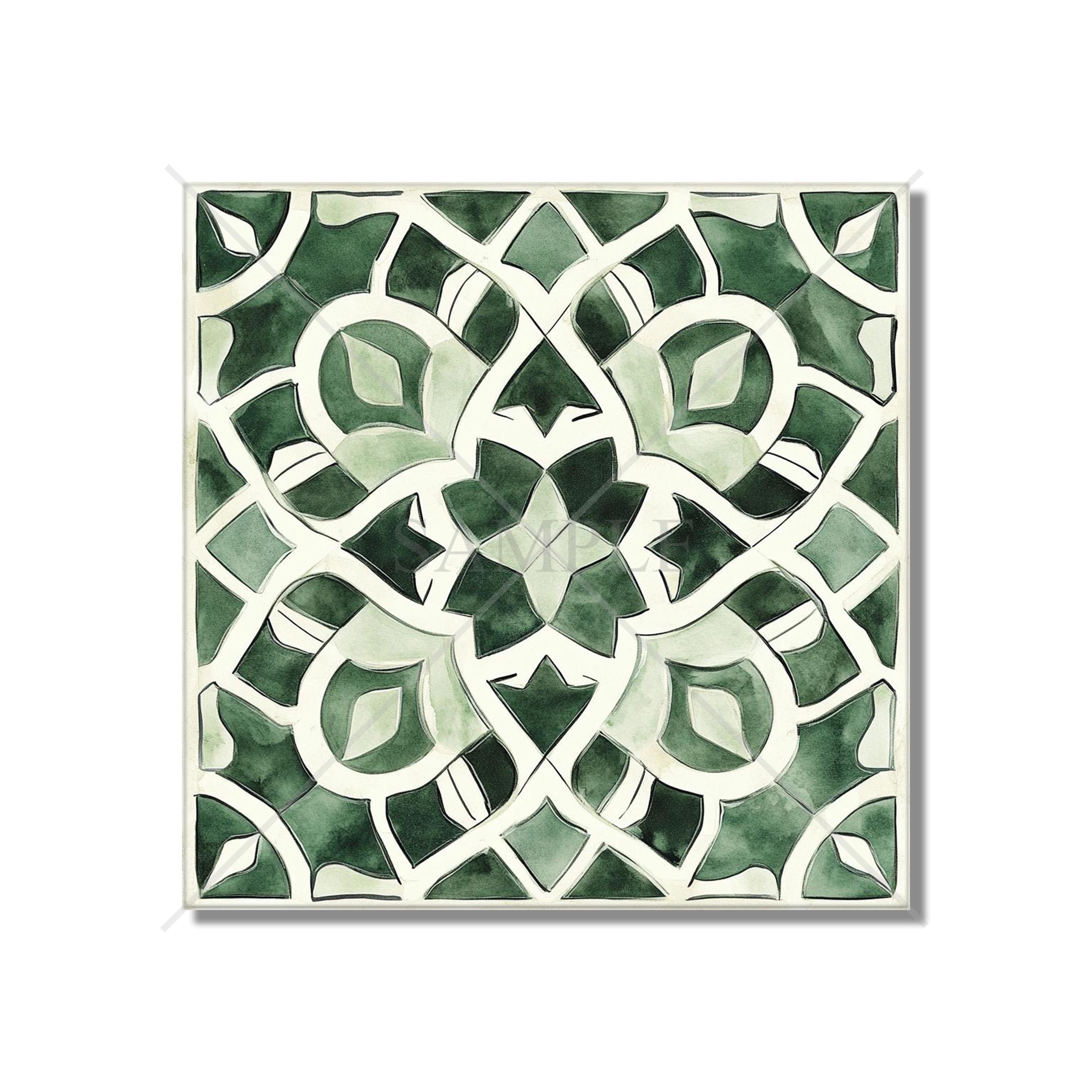 Pine Green Ceramic Tile - Vintage Moroccan Tile Design Green
