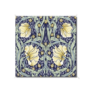 Vintage Art Nouveau William Morris Pimpernel Yellow Green Grey Ceramic Tile Kitchen Backsplash Tile - Floral Ceramic Bathroom Wall Tiles