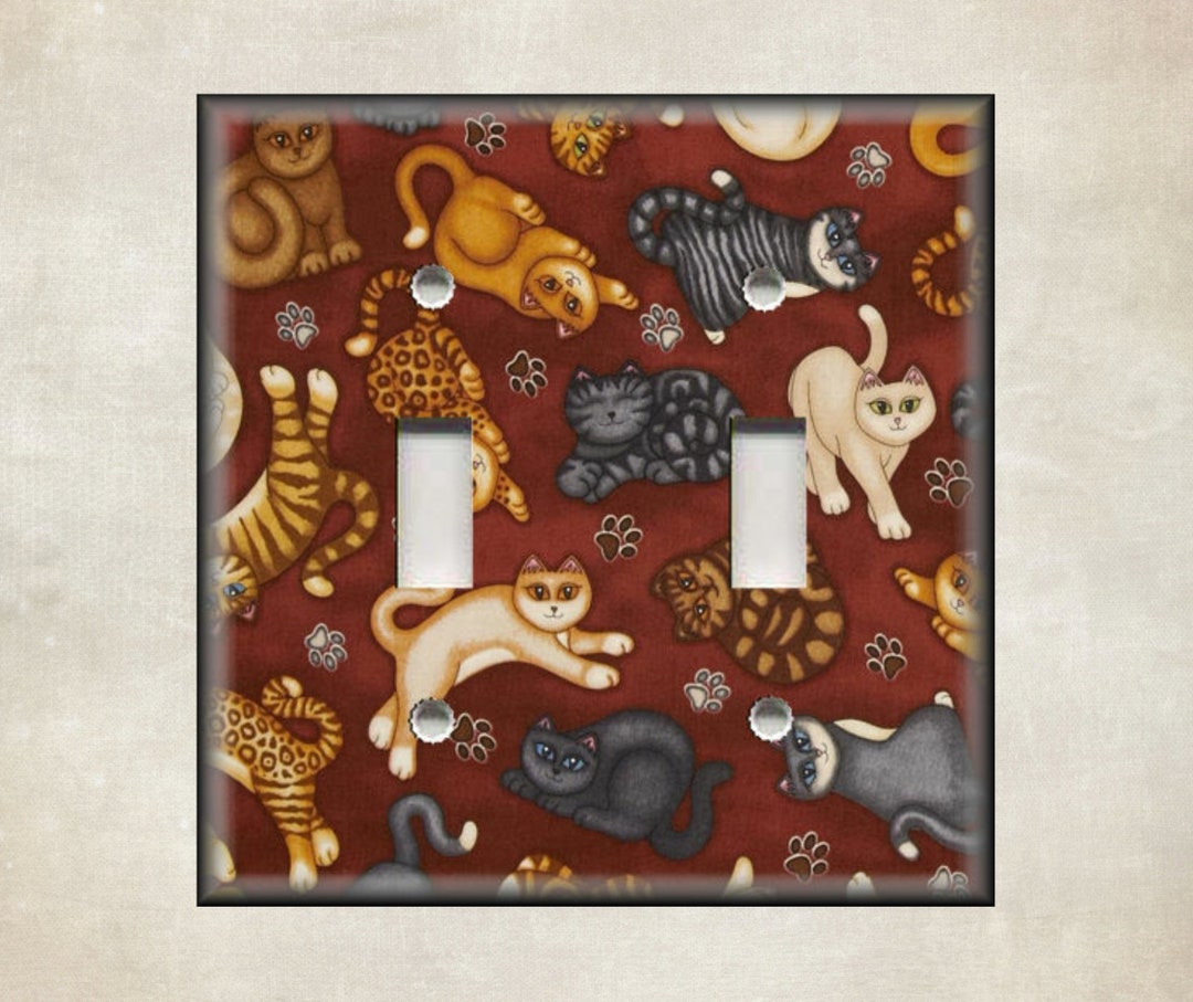 Metal Light Switch Cover Snuggly Kitty Cats Home Decor Cat Switch Plate