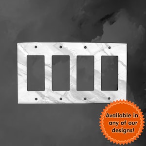 Over 7000 Designs Quadruple Rocker Metal Switch Plate Cover - You Choose From Any Design I Offer - Custom Made Switch Plate Covers