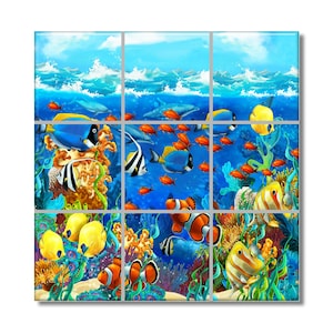 Ceramic Tile Mural - Ceramic Tile Mural Tropical Fish Water Tile Mural 12.75&quot;x12.75&quot; Or 18&quot;x18&quot; Backsplash Kitchen Mural Bathroom Tile Mural