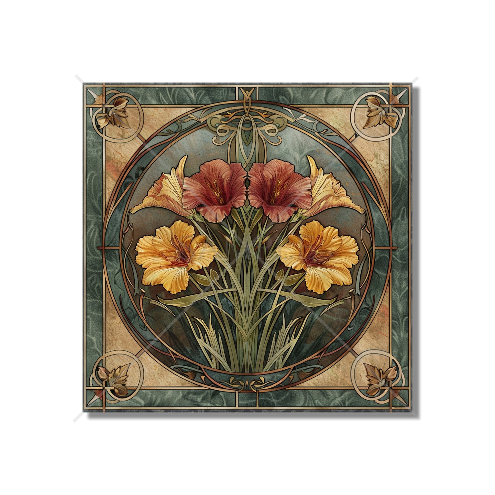 Fancy Tile Designs Vintage Floral Art Nouveau Design Ceramic Tile Kitchen Backsplash Tile ...