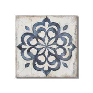 Blue Gray Beige Ceramic Tile - Vintage Aged Design Tile Backsplash - Blue Kitchen Tile - Unique Fireplace Tile - Patterned Bathroom Tile