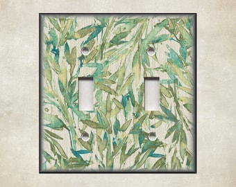 GREEN BAMBOO HOME WALL DECOR DOUBLE LIGHT SWITCH PLATE 