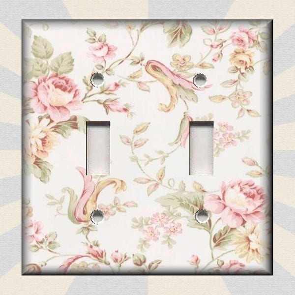 Floral Victorian Pink Roses Home Decor Flowers Rose Home Decor - Metal Light Switch Plate Cover - Wallplates Outlets Rocker - Free Shipping