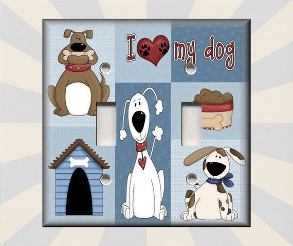I Love My Dog Dog Home Decor Metal Light Switch Plate Cover 
