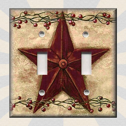 Metal Light Switch Plate Cover Country Home Decor Red Barn Door Farmhouse Decor 