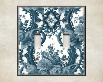 Metal Light Switch Cover - Victorian Decor Floral Damask - Decorative Switch Plate Covers And Outlet Covers - Luna Gallery Home Decor