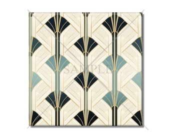 Art Deco Ceramic Tile Off White And Black Kitchen Backsplash Tile - Ceramic Bathroom Wall Tiles - Patterned Ceramic Tiles - Fireplace Tile