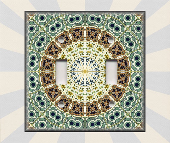Metal Switch Plate Cover Moroccan Tile Design 02 Moroccan Decor Dark Brown 