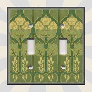 Art Nouveau Home Decor Floral Pattern Green Art Nouveau Decor - Metal Light Switch Plate Cover - Switch Plates Outlet Covers - Free Shipping