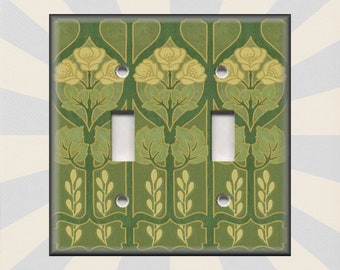 Art Nouveau Home Decor Floral Pattern Green Art Nouveau Decor - Metal Light Switch Plate Cover - Switch Plates Outlet Covers - Free Shipping