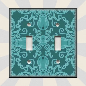 Octopus Switch Plate - Vintage Octopus Decor - Turquoise Octopus Home Decor Metal Light Switch Plate Covers And Outlet Covers Free Shipping