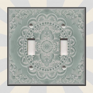 Antique Tile Design Sage Green Beige Home Decor - Metal Light Switch Covers - Switch Plates And Outlet Covers Free Shipping