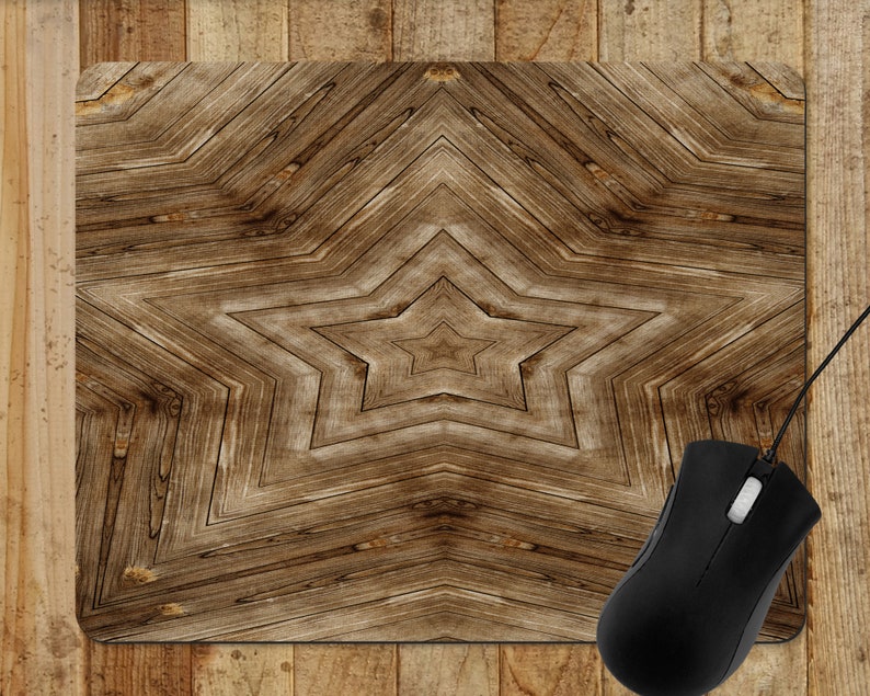Mouse Pad Rustic Farmhouse Star Wood Design Brown Computer Mouse Pad Rectangle Shape Home Decor Mousepads Office Decor Gaming Mouse Pad